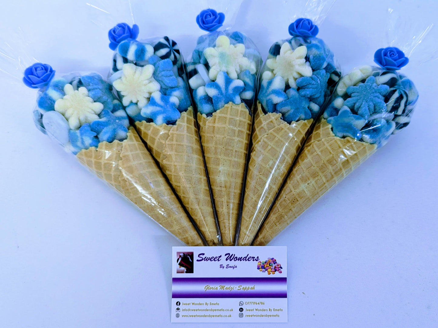 Pristine Luxury Blue Sweet Cones-All occasion Favours