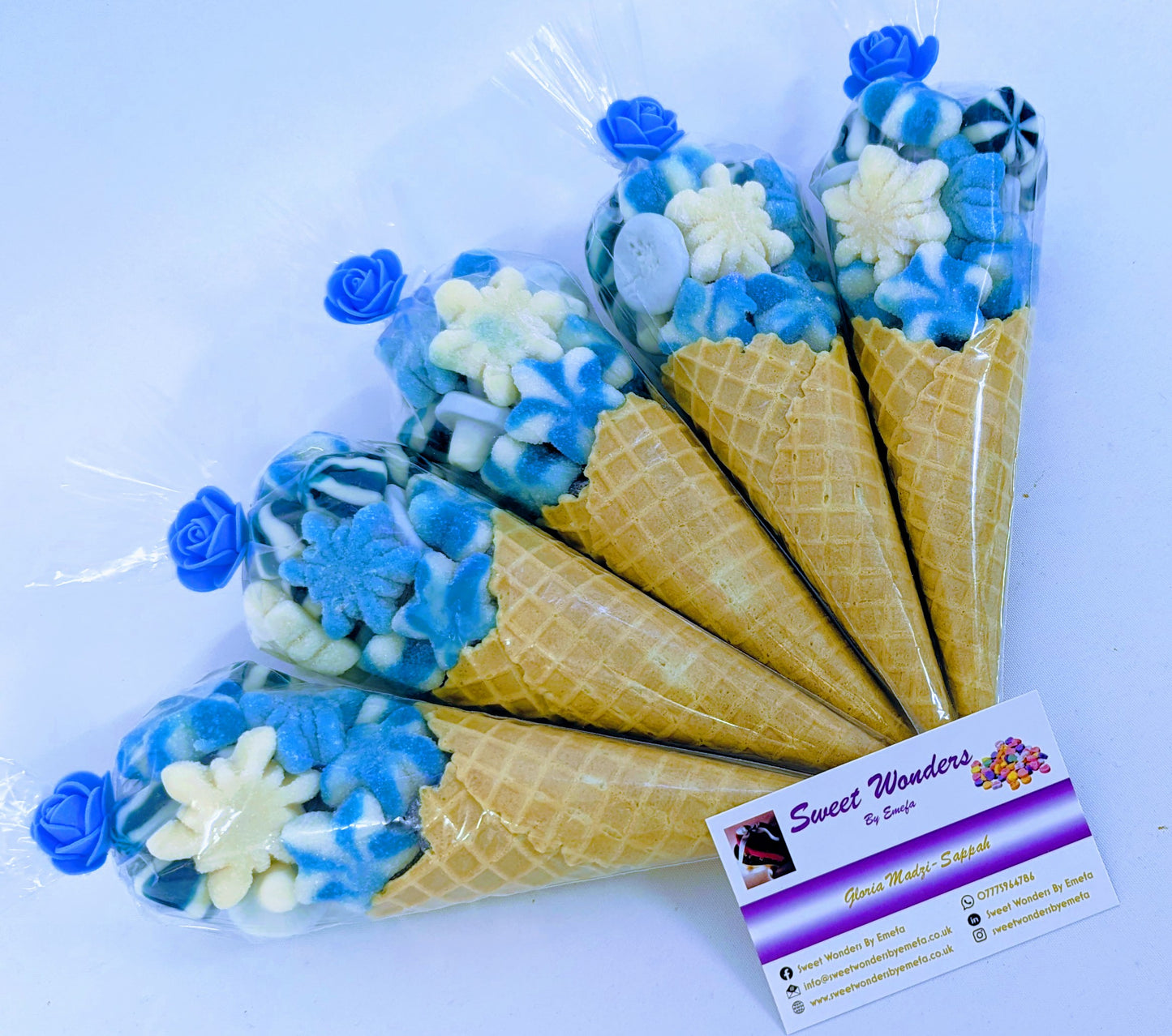 Pristine Luxury Blue Sweet Cones-All occasion Favours