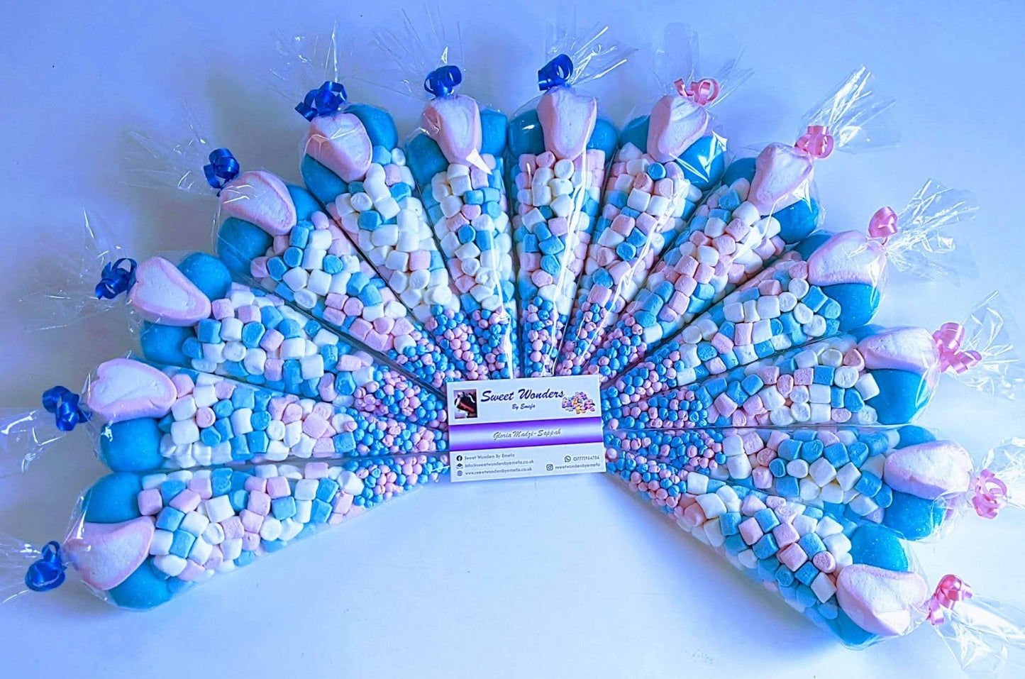 Pink,White and Blue Sweet Cones/Party Bag