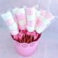 Pink and White Marshmallow Kebabs with personalised message in UK