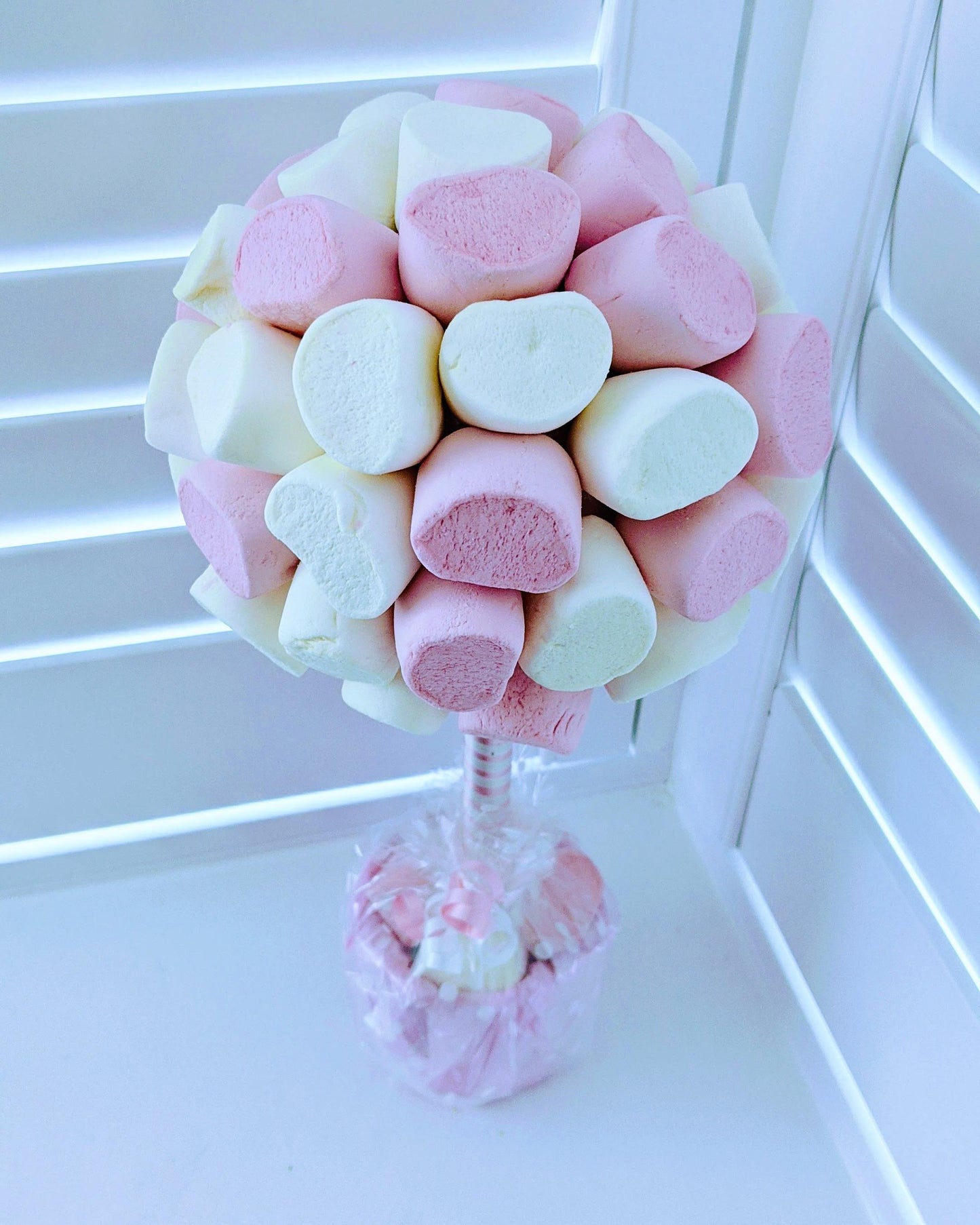 Pink and white Marshmallow sweet tree in UK