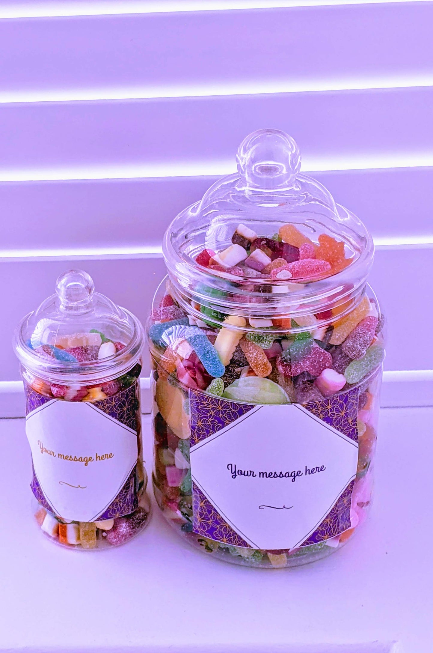 Small Sweet Jars with personalised message in UK
