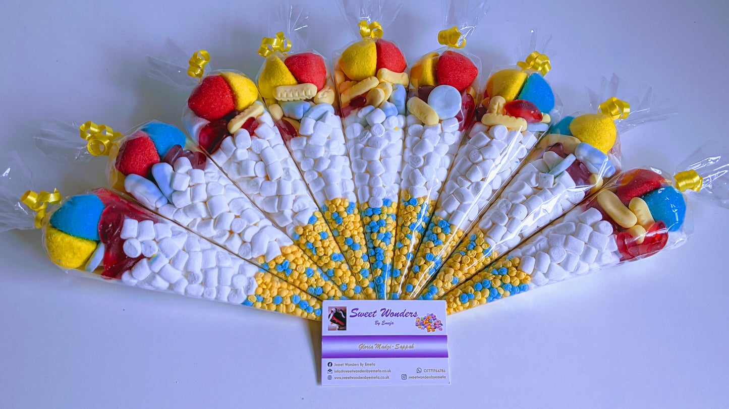 Multi colour Mix Sweet Cones with personalised message