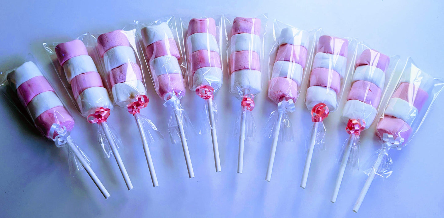 Pink and White Marshmallow Kebabs