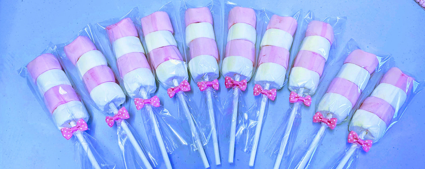 Pink and White Marshmallow Kebabs