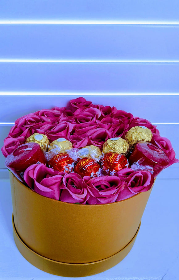 Elegant Hat Box Florals,Yankee Candles, & Ferrero & Lindt