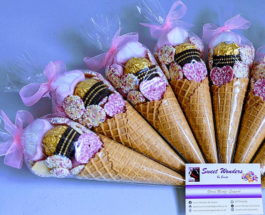 Large Luxury Sweet Cone - Pink Sweets & Gold Ferrero Rocher