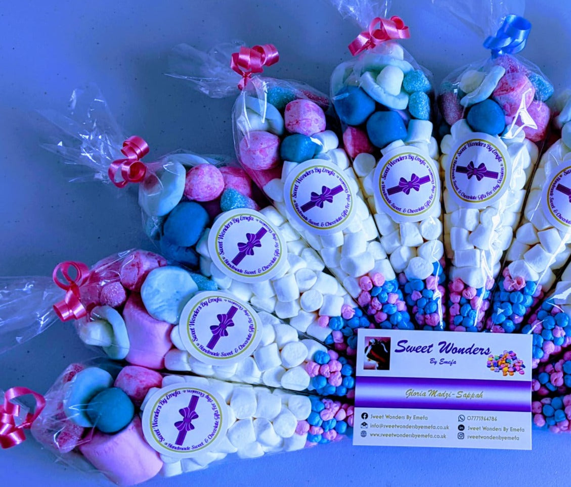 Pink,White and Blue Sweet Cones/Party Bag