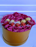 Elegant Hat Box Florals,Yankee Candles, & Ferrero & Lindt