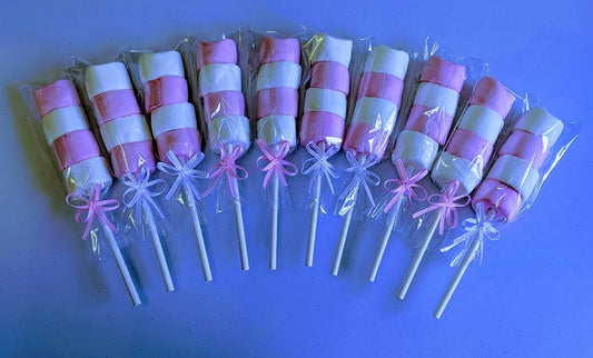 Pink and White Marshmallow Kebabs